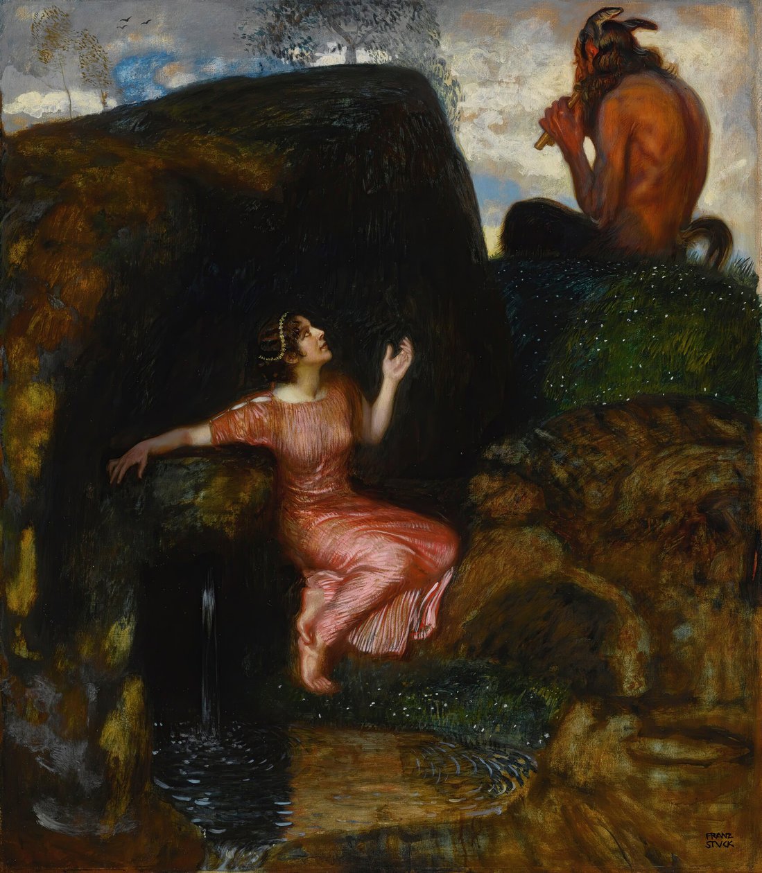 A Forrásnál Lehallgató nimfa. alkotó: Franz Stuck Ritter von