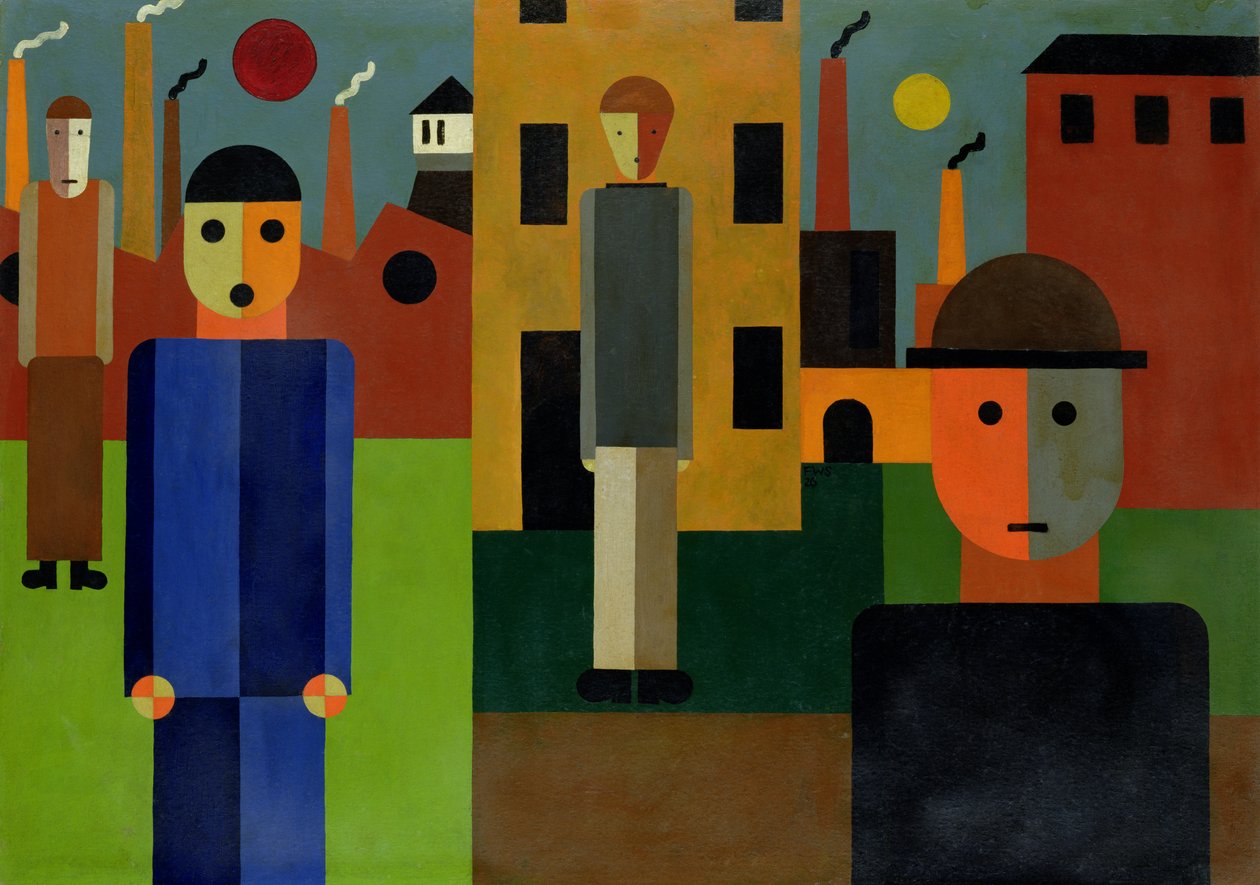 Gyárak, 1926 (olaj a kártyán) alkotó: Franz W. Seiwert