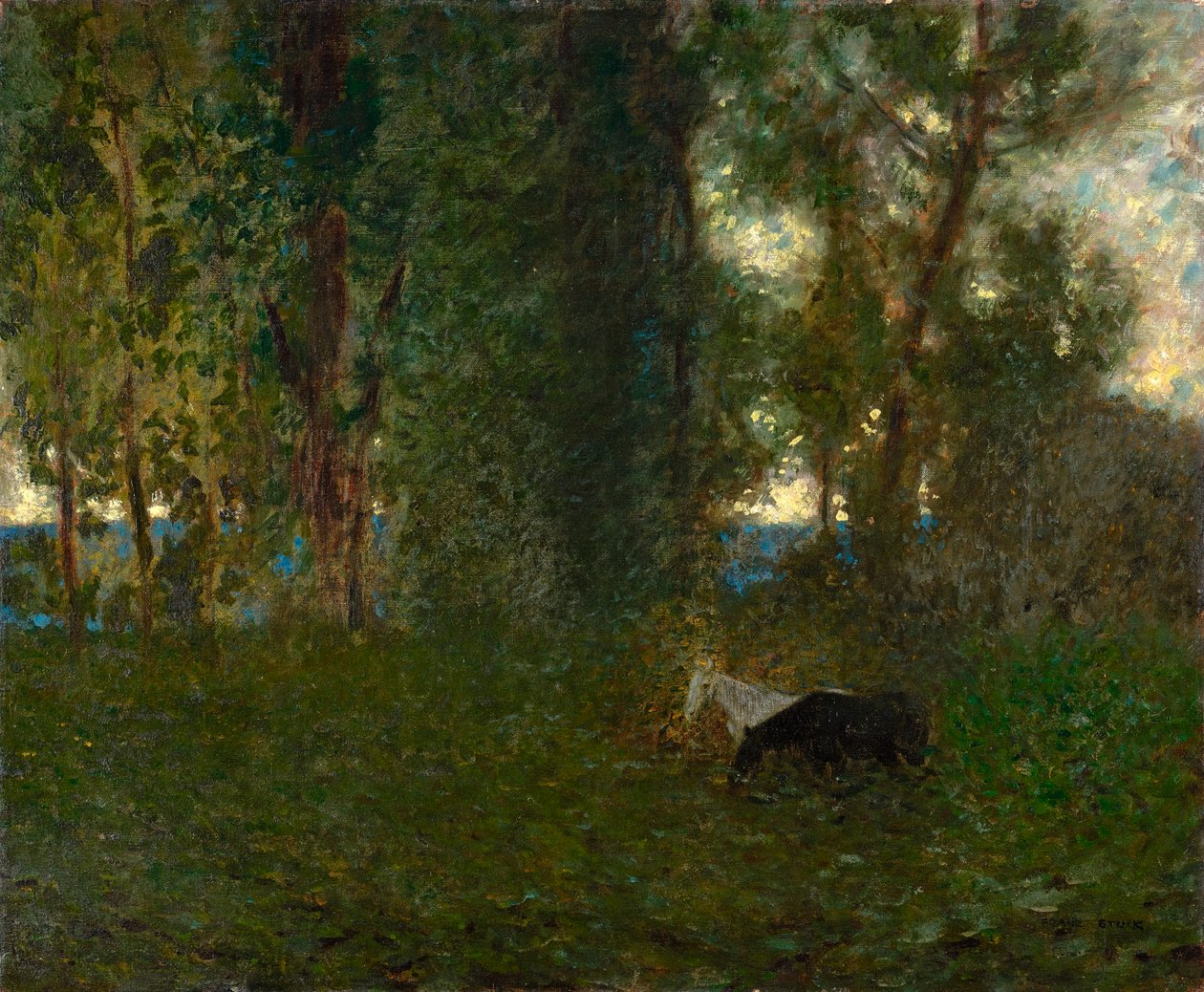 Legelő lovak alkotó: Franz von Stuck