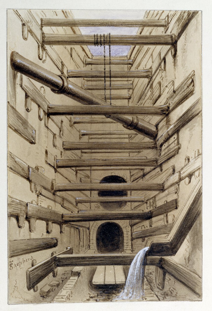 A Flotta utcai szennyvízcsatorna belseje, 1845 alkotó: Frederick Shepherd