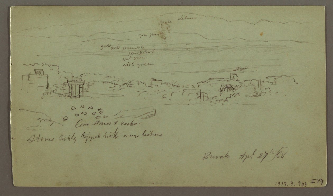Rajz, Sziklák, Ház, 1868. ápr alkotó: Frederic Edwin Church