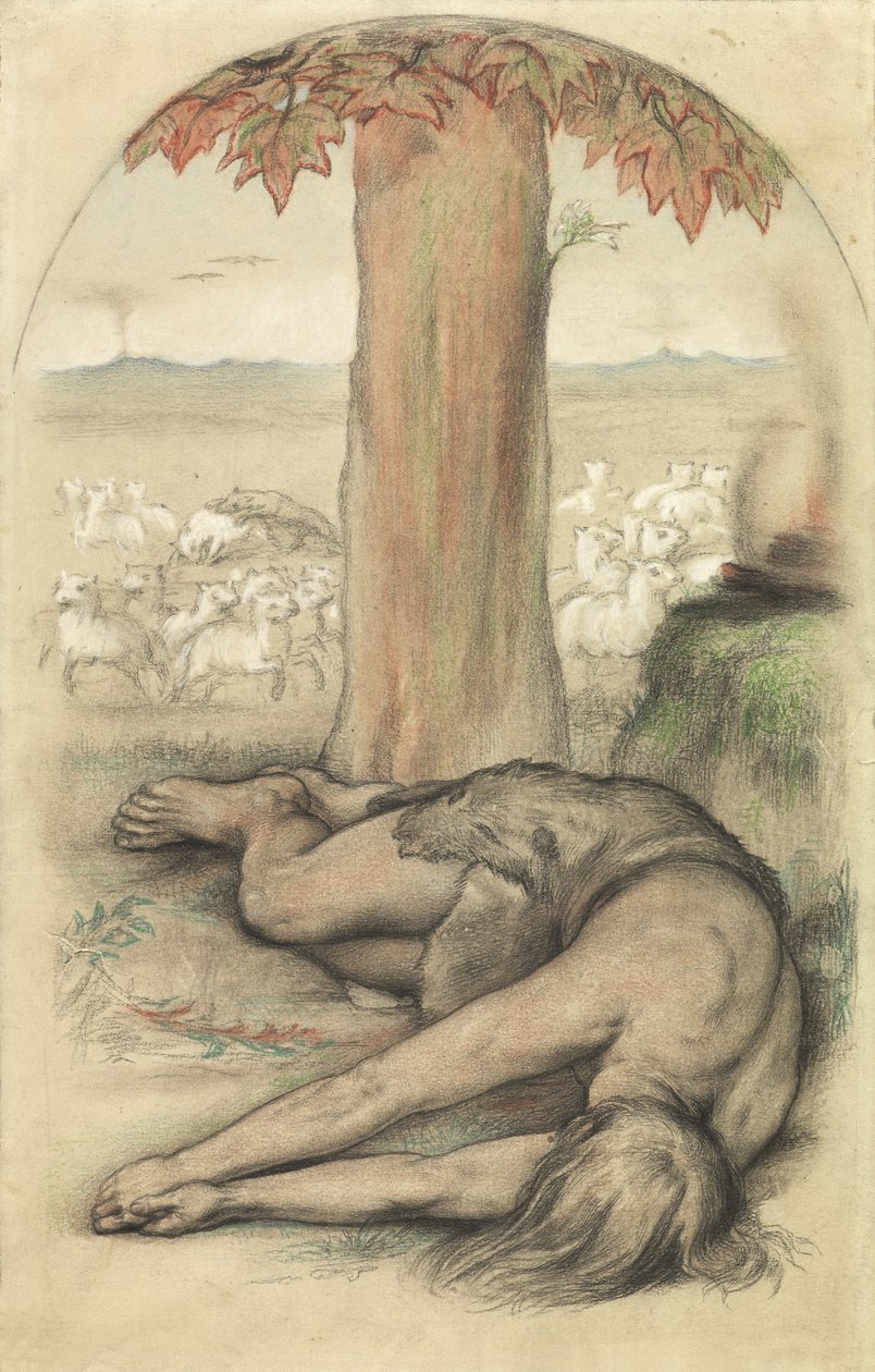 A tétlenség allegóriája (ceruza és kréta papíron) alkotó: Frederic James Shields