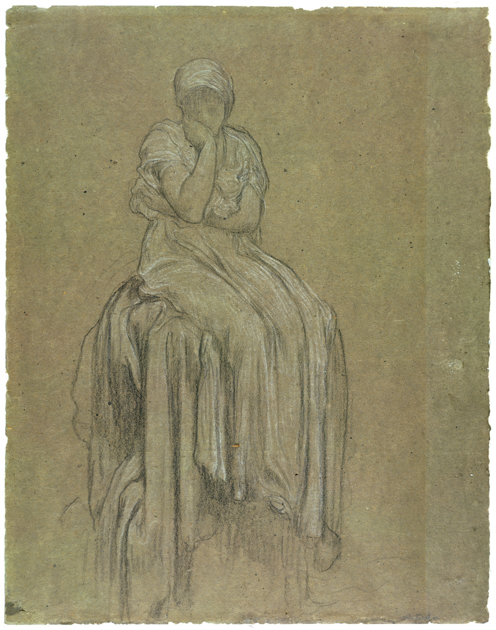 Study for Solitude, 1890 körül (kréta papíron) alkotó: Frederic Leighton