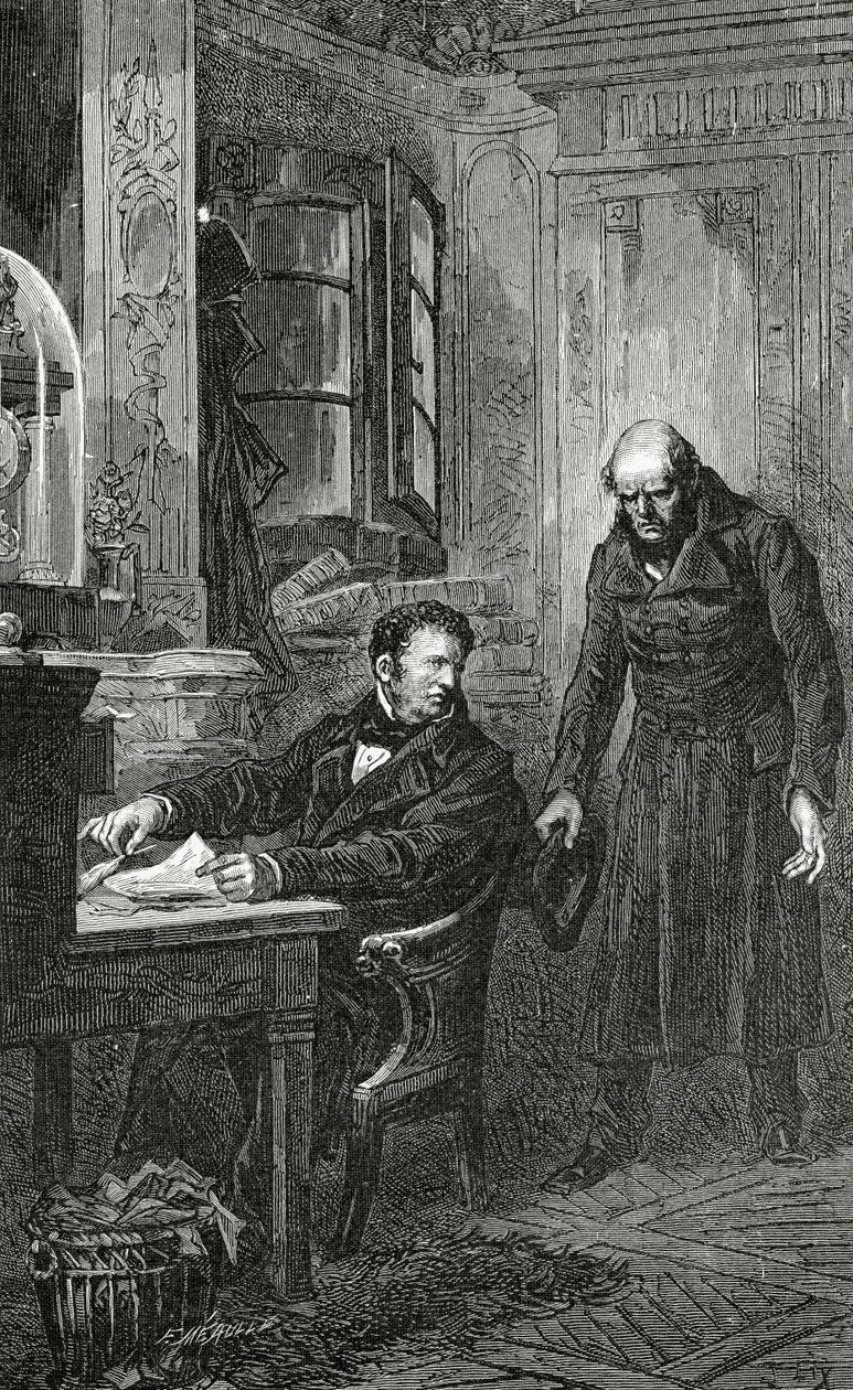 Illusztráció a Nyomorultakból, 19. század (fekete-fehér metszet) alkotó: Frederic Theodore Lix