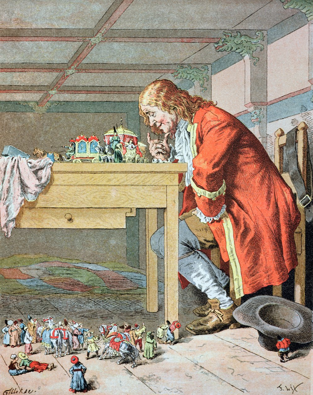 „Miközben a hölgyekkel csevegtem…”, illusztráció Jonathan Swift (1667-1745) „Les Voyages de Gulliver” című művéből alkotó: Frederic Theodore Lix