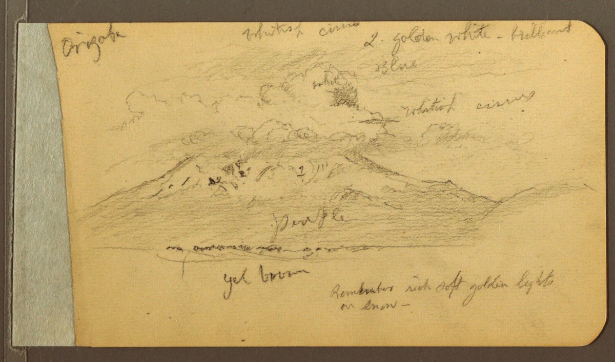 Rajz, Felhős hegyek, 1889 alkotó: Frederic Edwin Church