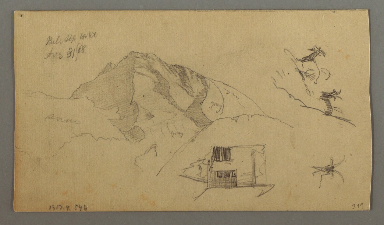 Rajz, Glacier, 1868. augusztus 21. alkotó: Frederic Edwin Church
