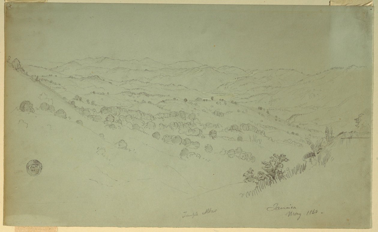 Rajz, Hegyi táj, Jamaica, 1865 alkotó: Frederic Edwin Church