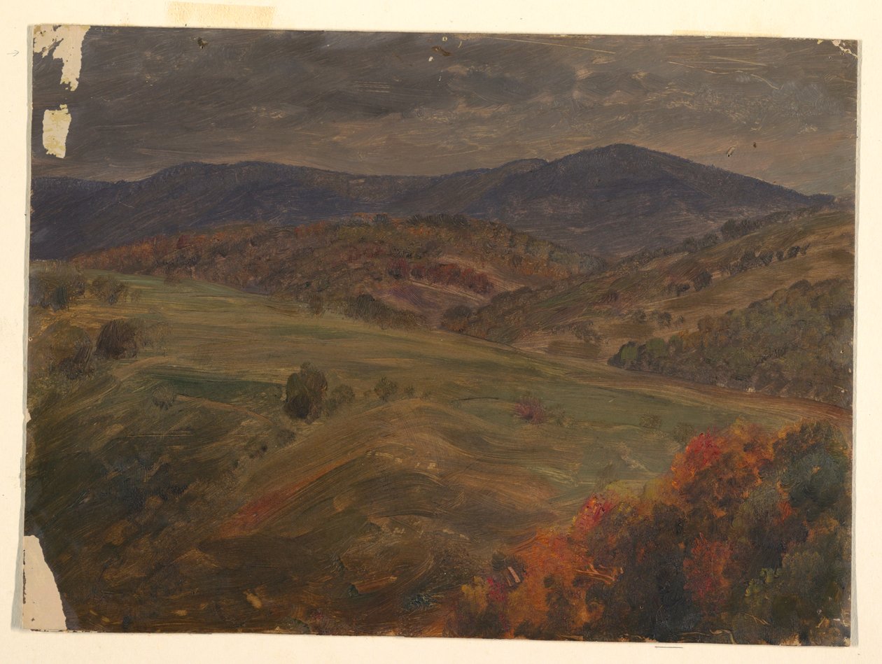 Rajz, Jelenet a Catskills-hegységben, 1870-80 alkotó: Frederic Edwin Church