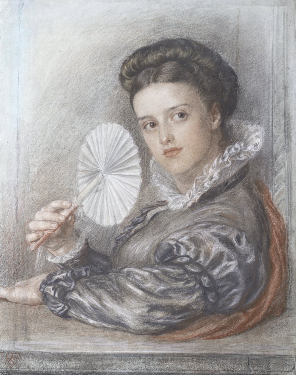 Egy hölgy feje (kréta) alkotó: Frederic James Shields