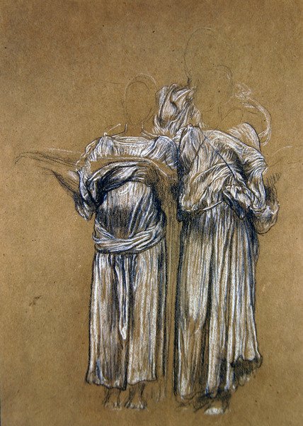 Zenei tanulmány (kréta papíron) alkotó: Frederic Leighton