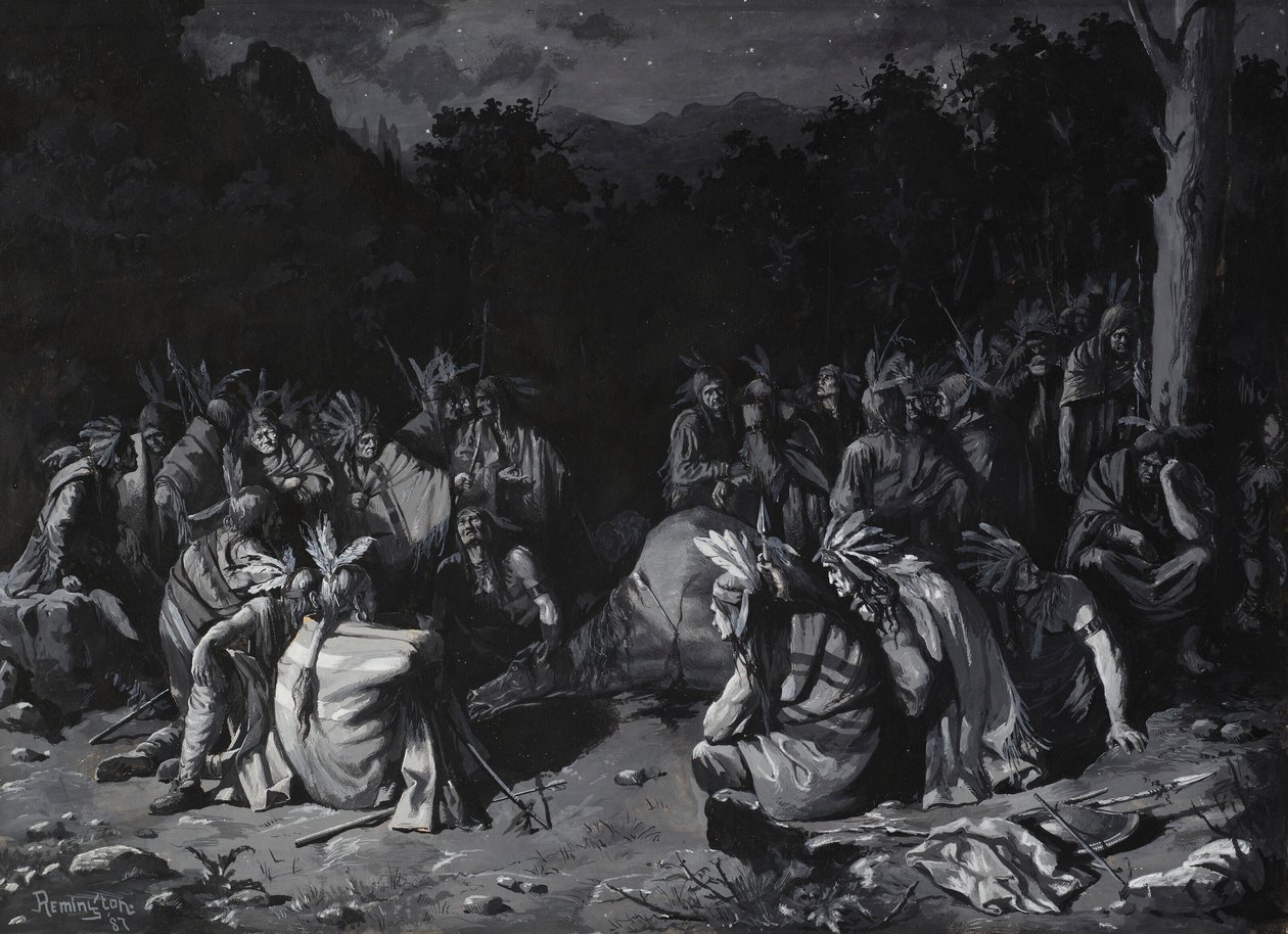 Indiai gyűlés alkotó: Frederic Remington