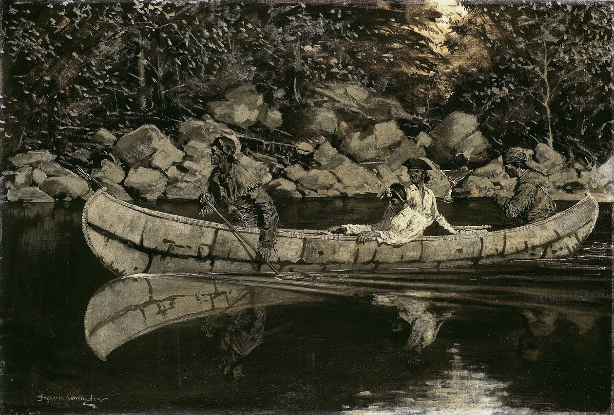 A sebesült brit tiszt evezése alkotó: Frederic Remington