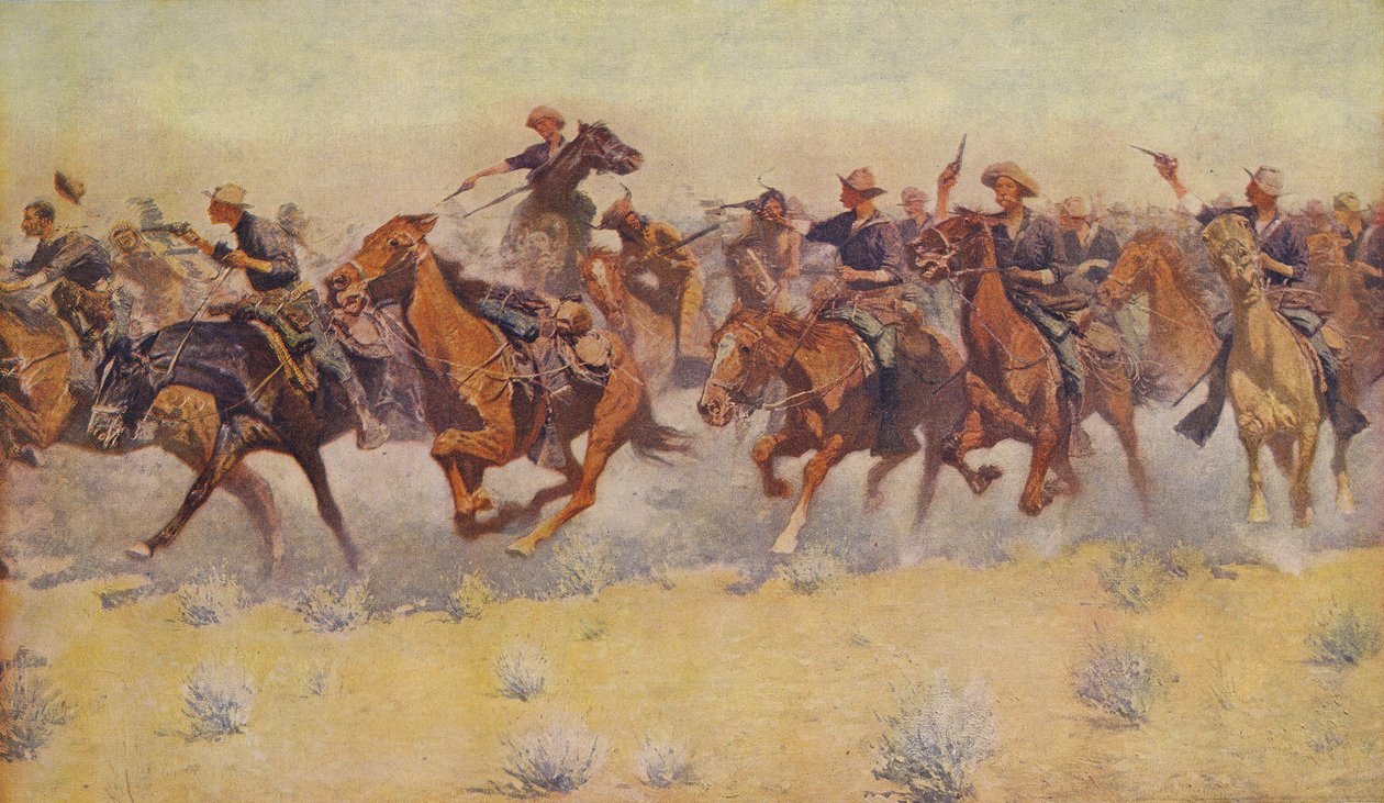 The Charge, Colliers Weekly, pub.1906 alkotó: Frederic Remington