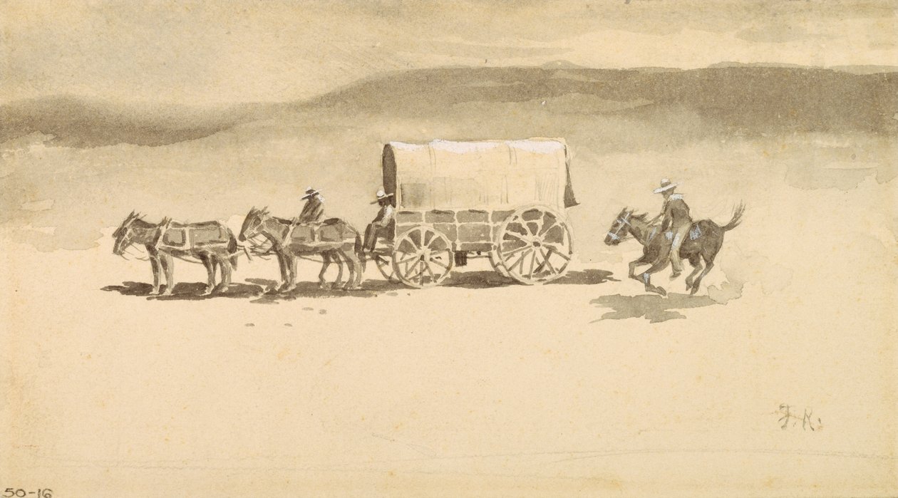 Cím nélkül (mosó rajz papírra) alkotó: Frederic Remington