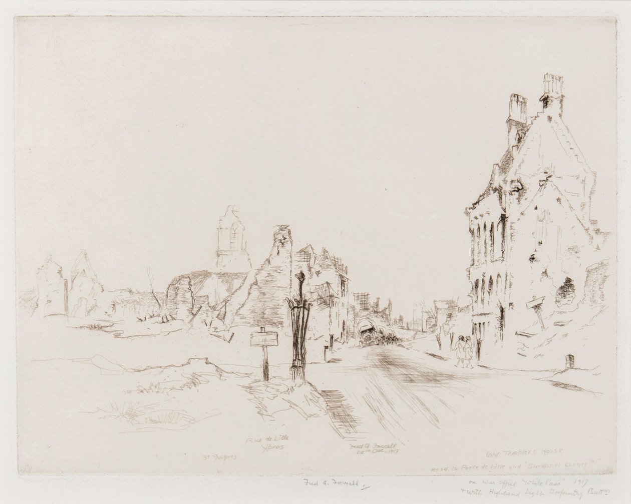 Ypres, 1917. december 26. (száraztű) alkotó: Frederick Arthur Farrell
