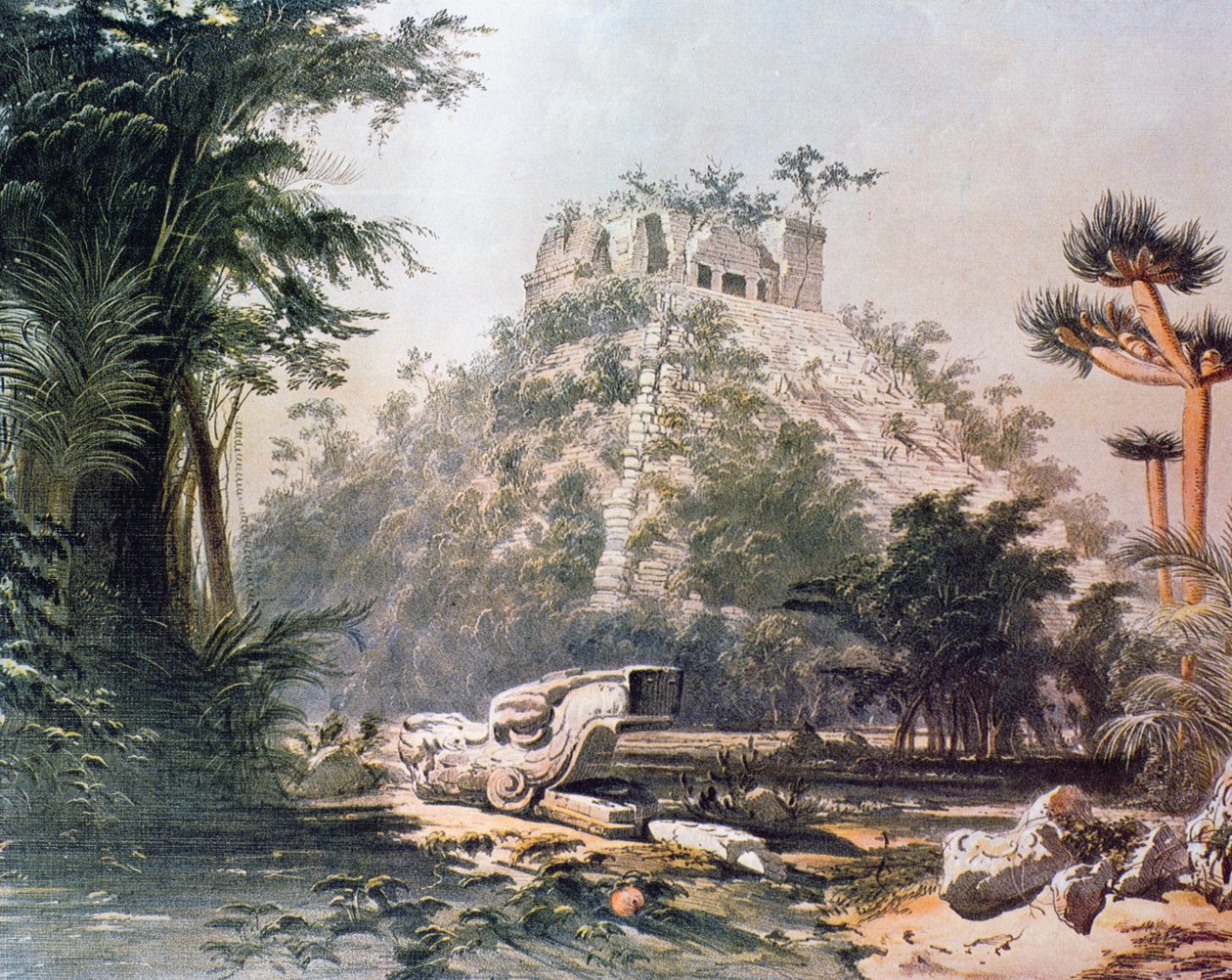 El Castillo látképe, 1844 (színes litográfia) alkotó: Frederick Catherwood