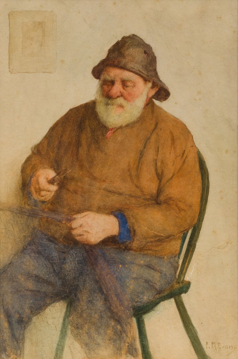 Halászhálók javítása (wc papíron) alkotó: Frederick James McNamara Evans