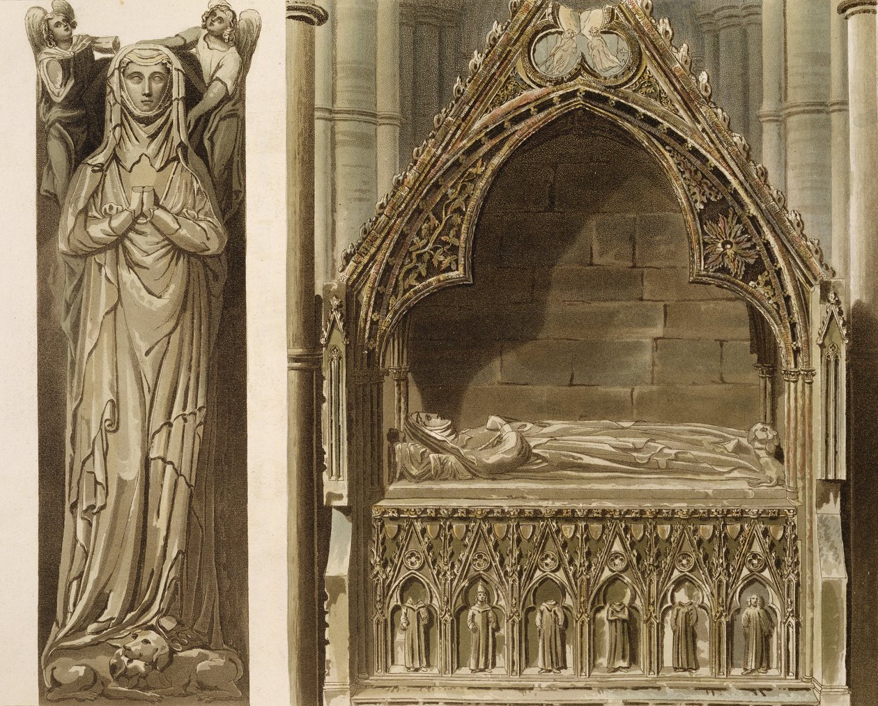 Aveline képmása, Edmund Crouchback, Lancaster gróf első felesége, az oltár északi oldalán, a „Westminster Abbey” G-táblája, J. Bluck (fl.1791-1831) kocsma metszetével. Írta: Rudolph Ackermann ( alkotó: Frederick Mackenzie