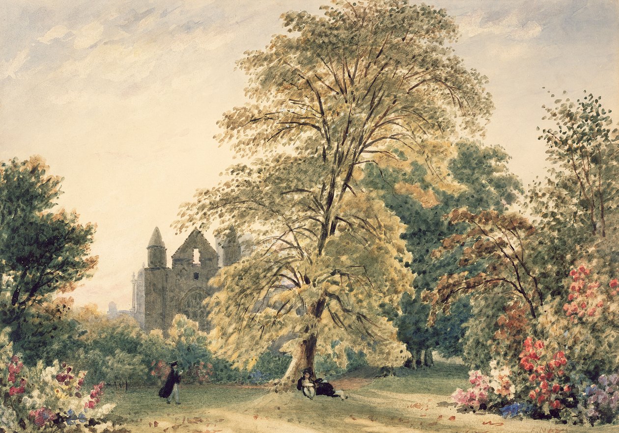 New College Gardens Oxfordban, 1831 alkotó: Frederick Nash