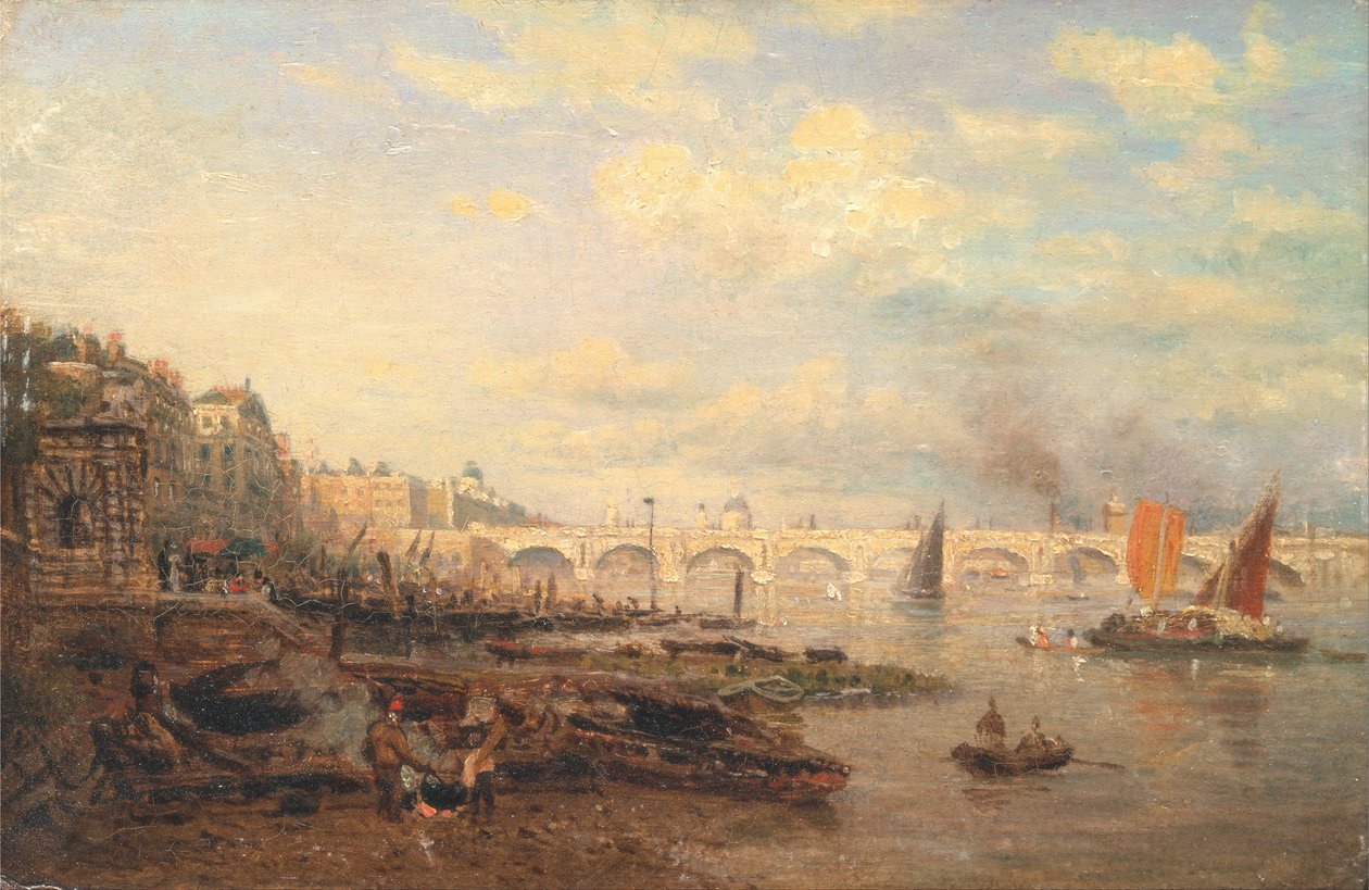 A Temze és a Waterloo híd a Somerset House -tól alkotó: Frederick Nash