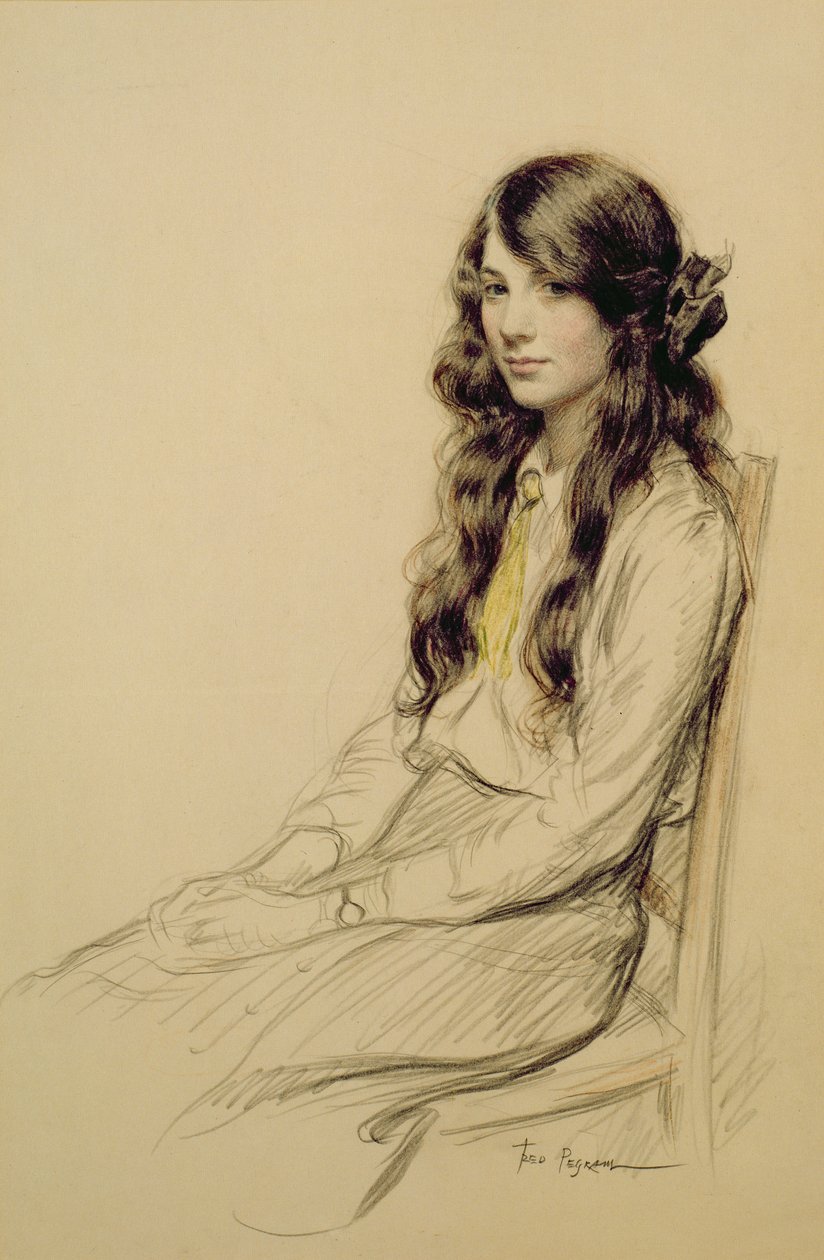 Egy fiatal lány portréja, 1914 körül (kréta) alkotó: Frederick Pegram
