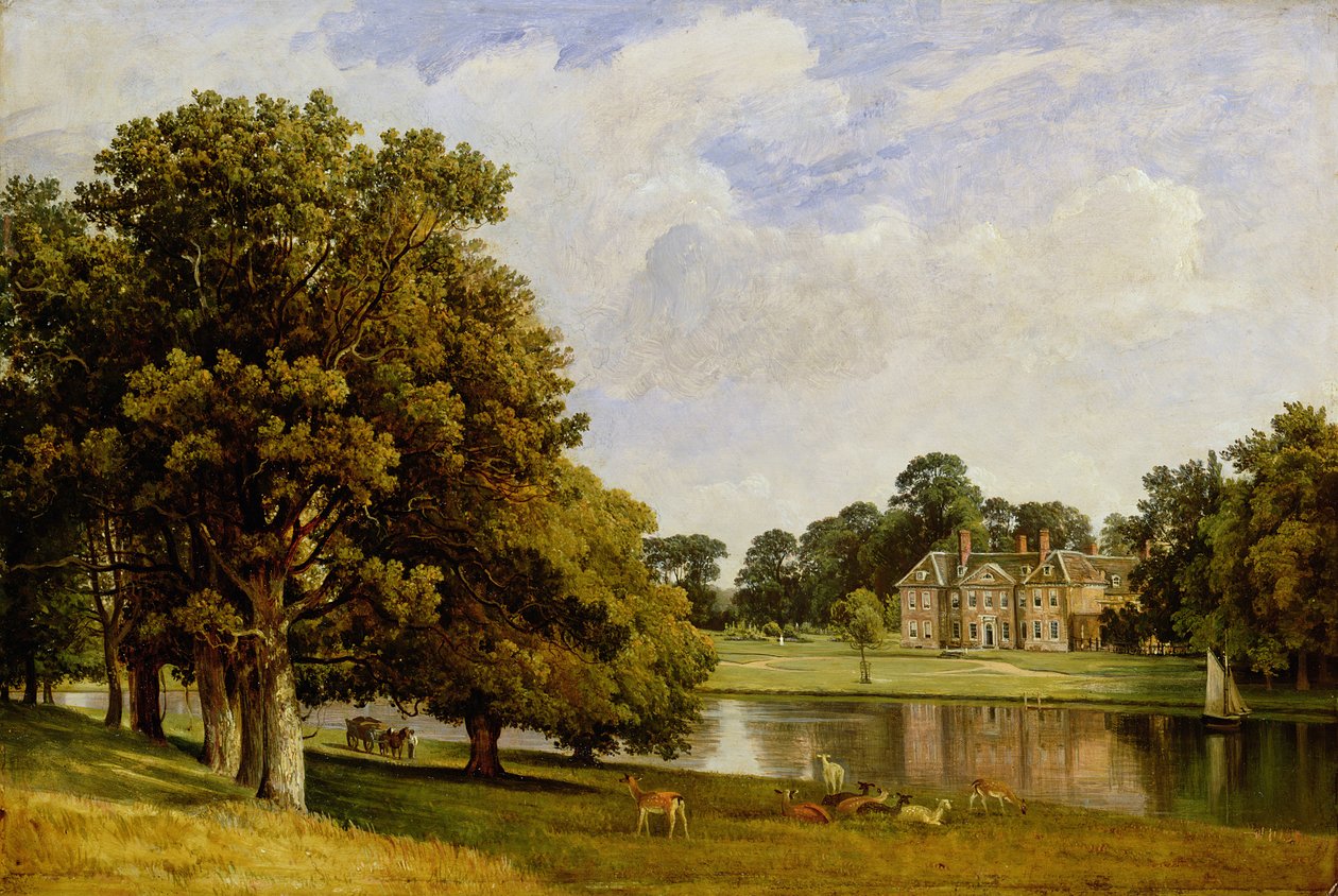 Szarvas legeltetés a tónál, Chilston Park, Kent alkotó: Frederick Richard Lee