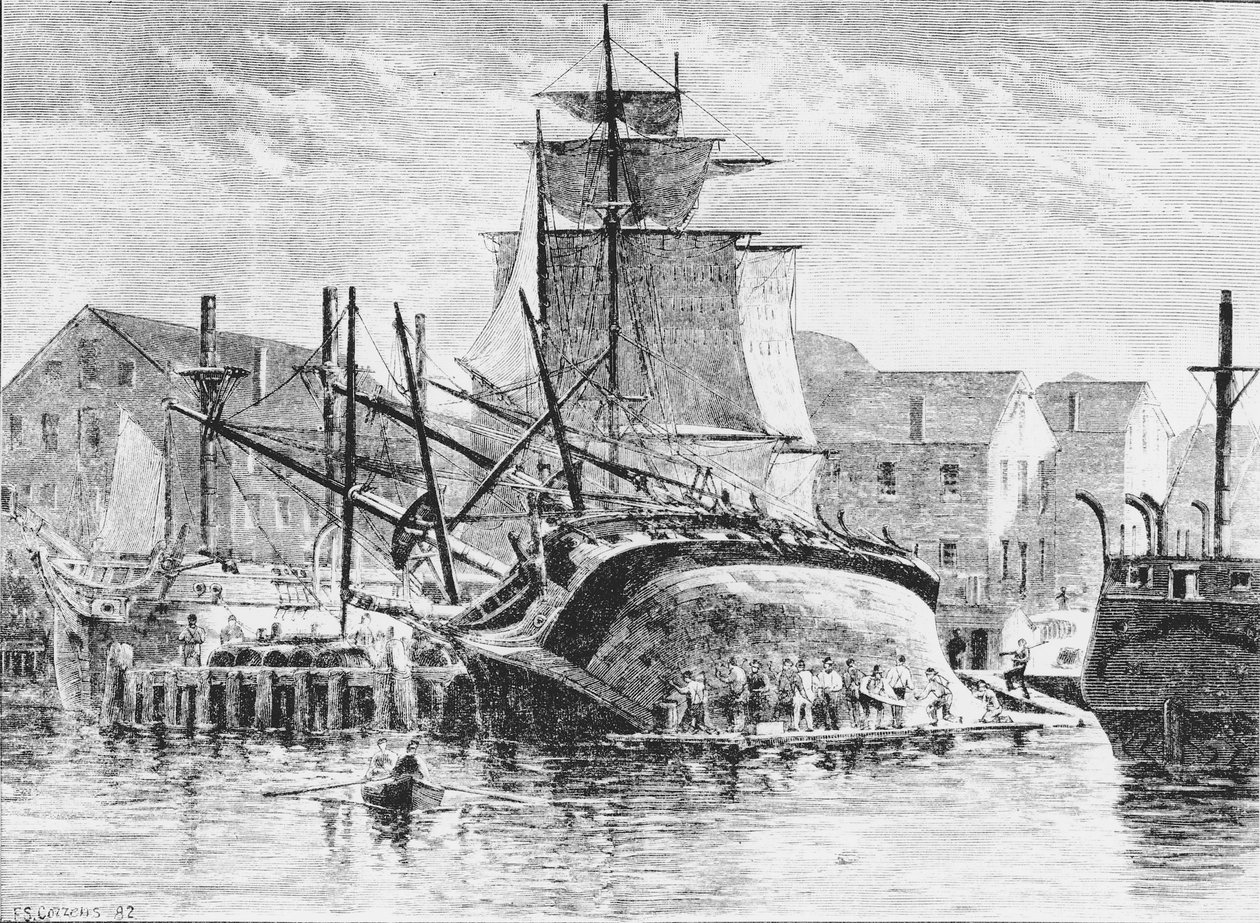 Bálnavadászhajók New Bedfordban, Massachusettsben, 1882 (bw fotó) alkotó: Frederick Swartwout Cozzens