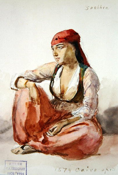 Egy ülő nő "Zoehhra" alkotó: Frederick Arthur Bridgman