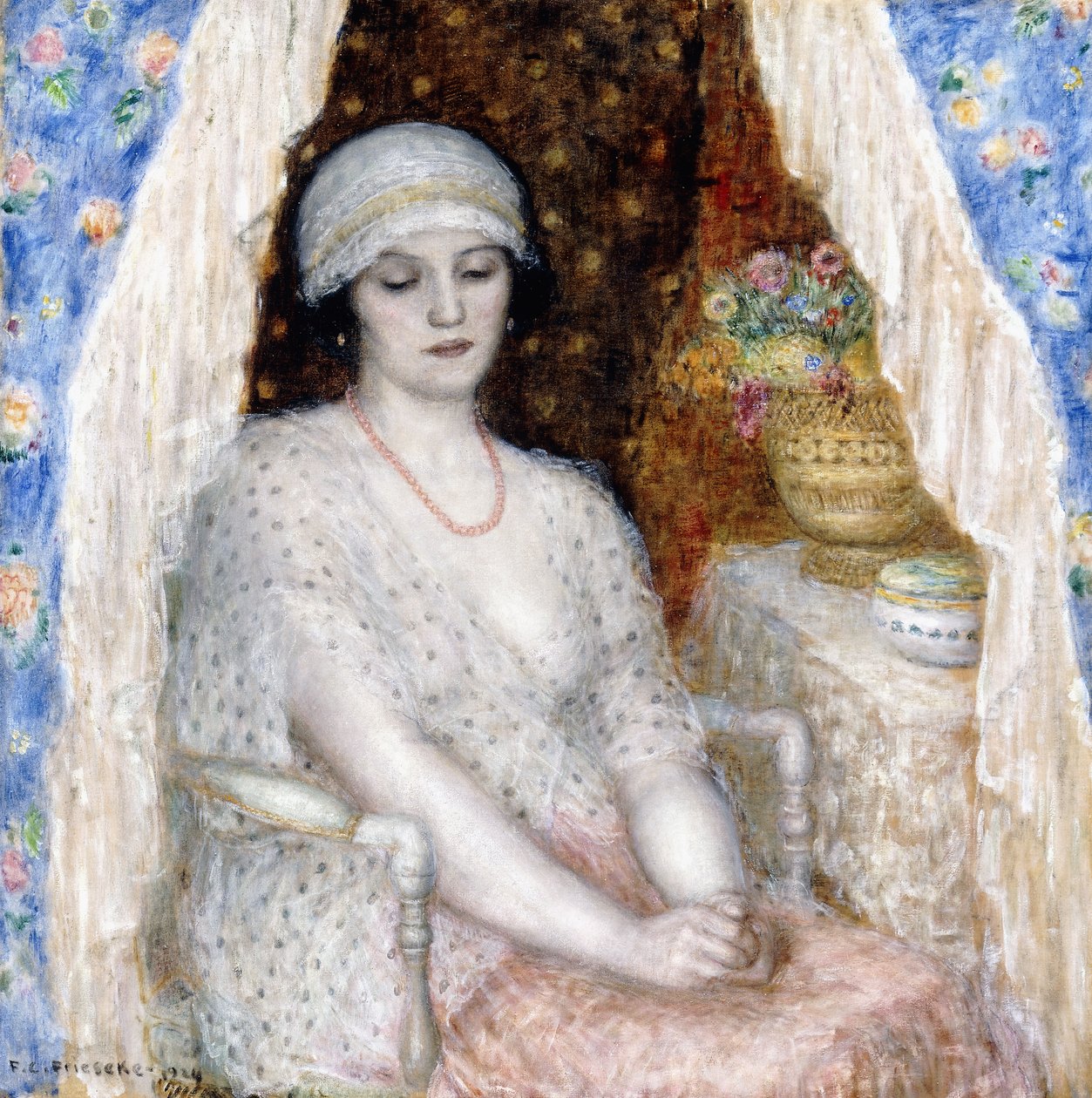 Kék függönyök alkotó: Frederick Carl Frieseke