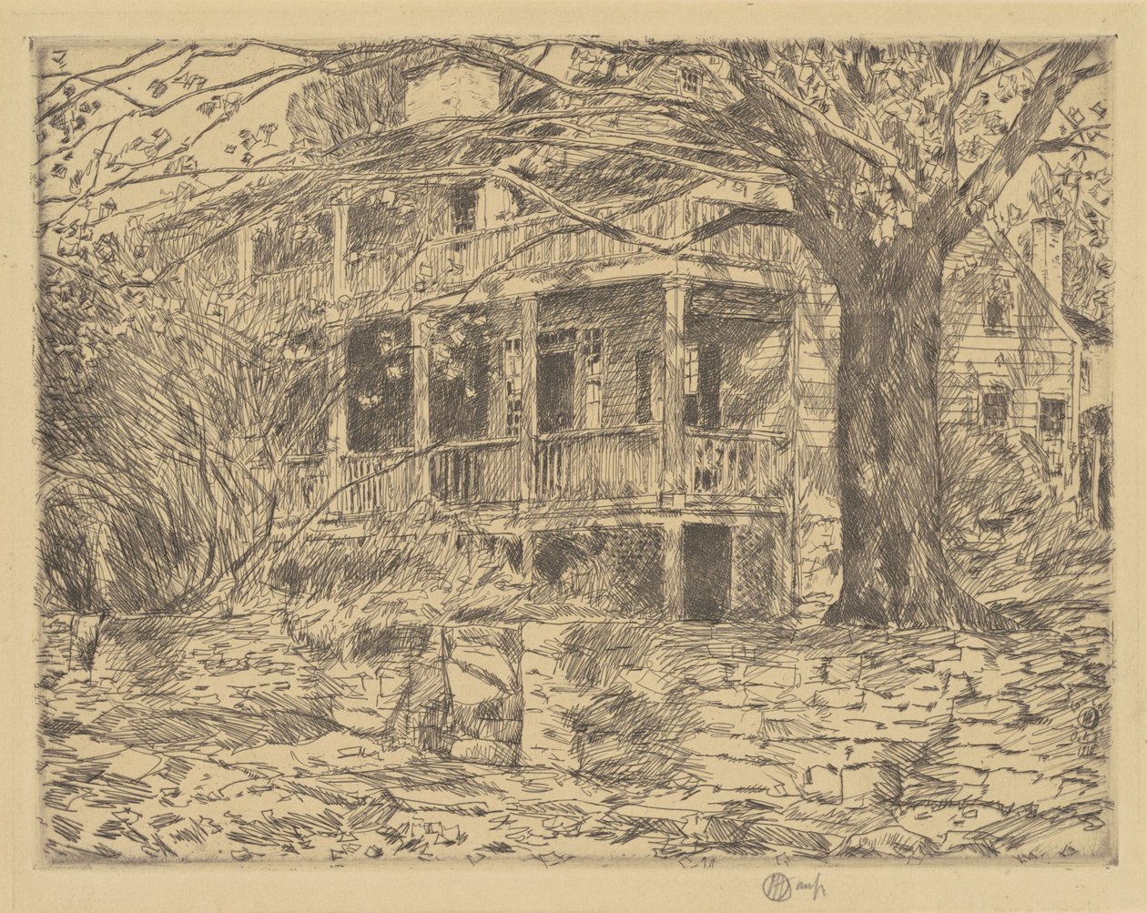A régi ház, Cos Cob, 1915. alkotó: Frederick Childe Hassam
