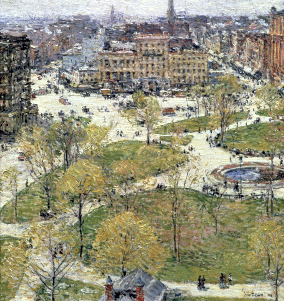 "Union Square in Spring", 1896 alkotó: Frederick Childe Hassam