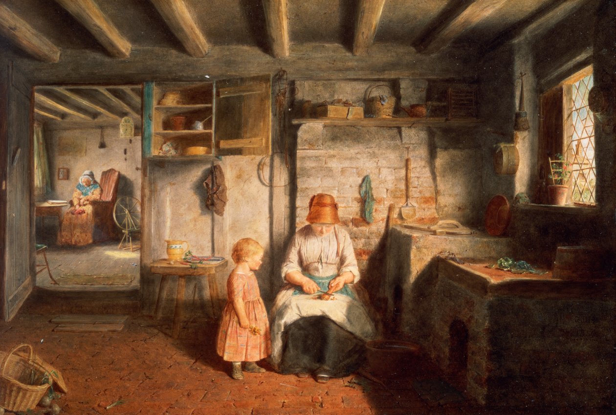 Vacsorára készülődés, 1854 (panel) alkotó: Frederick Daniel Hardy