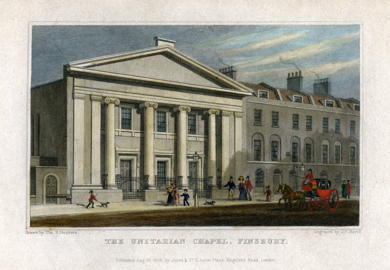 Az unitárius kápolna, Finsbury, London, 1828 alkotó: Frederick James Havell