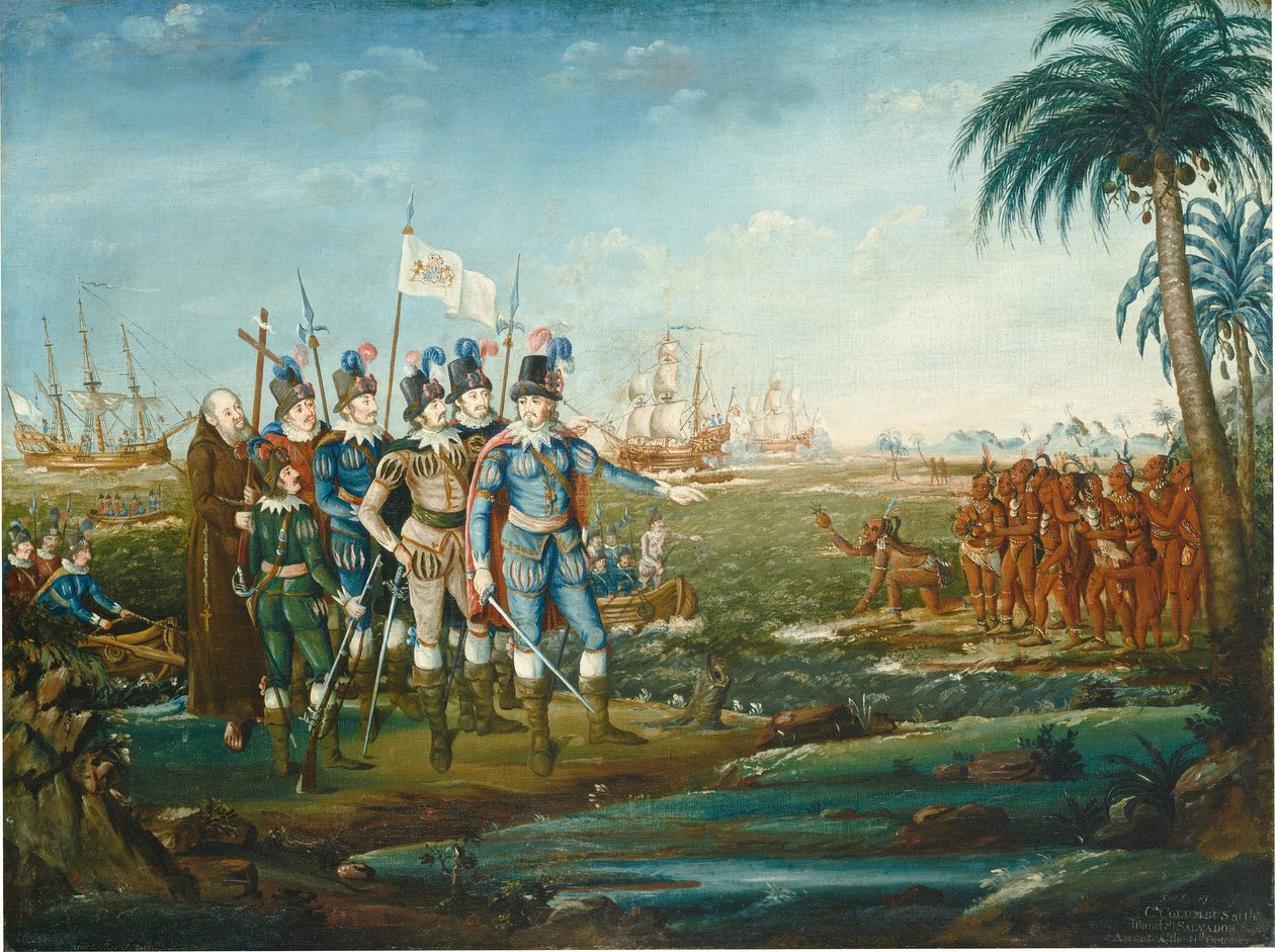 Kolumbusz Kristóf első partraszállása, 18001805. alkotó: Frederick Kemmelmeyer
