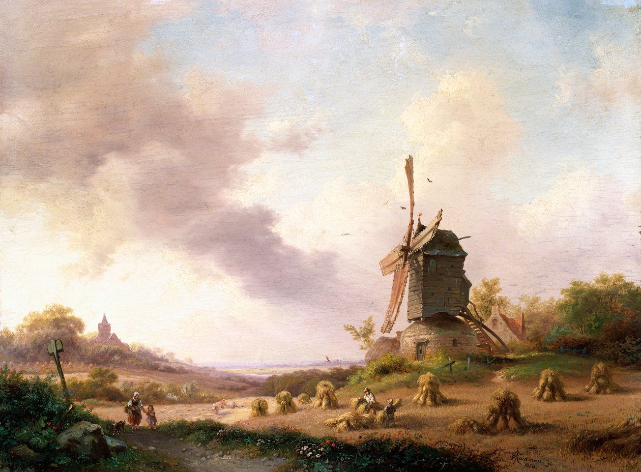 Aratógépek kiterjedt tájon, 1850 alkotó: Frederick Marianus Kruseman