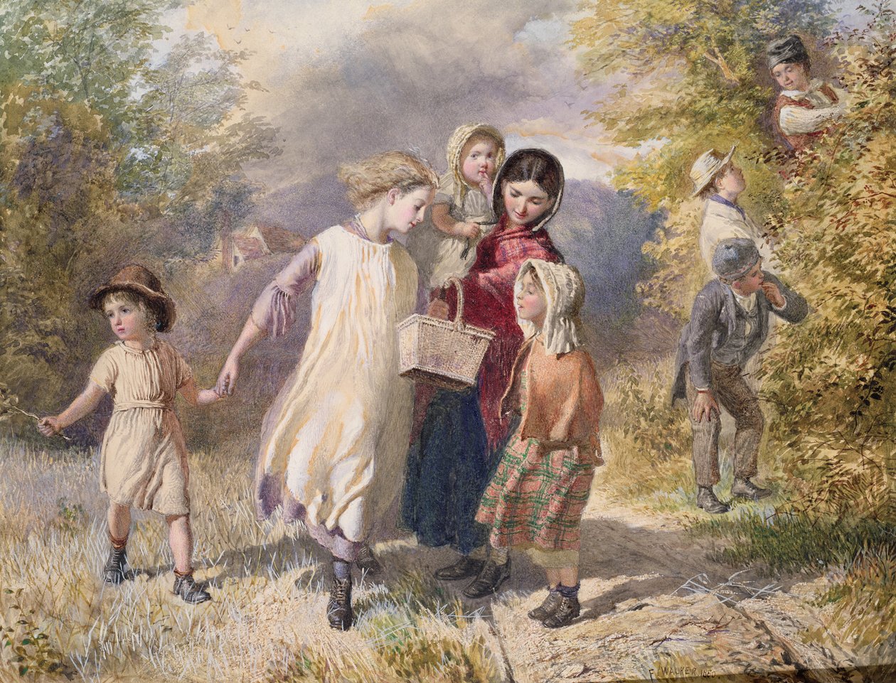 Blackberrying, 1860 (wc papíron) alkotó: Frederick Walker
