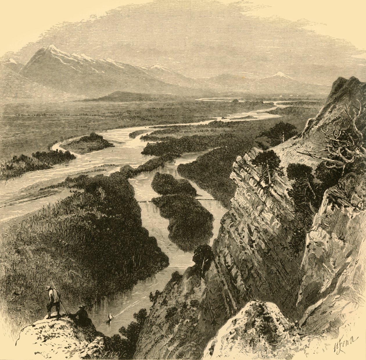 "The Yellowstone", 1872. alkotó: Frederick William Quartley