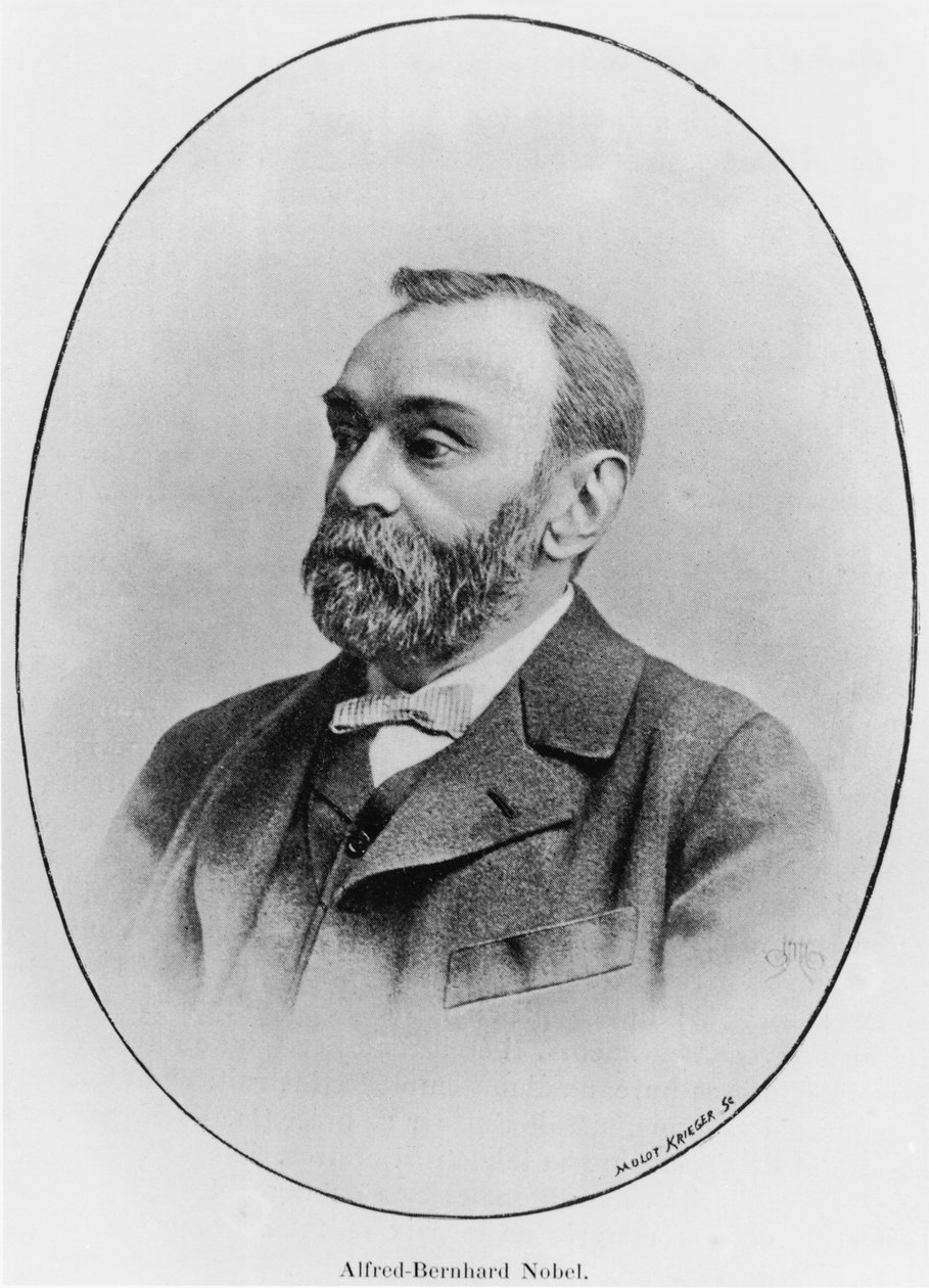 Alfred Nobel (1833-96) illusztrációja a La Revue Illustre-ből, 1902 (photolith) alkotó: French Photographer