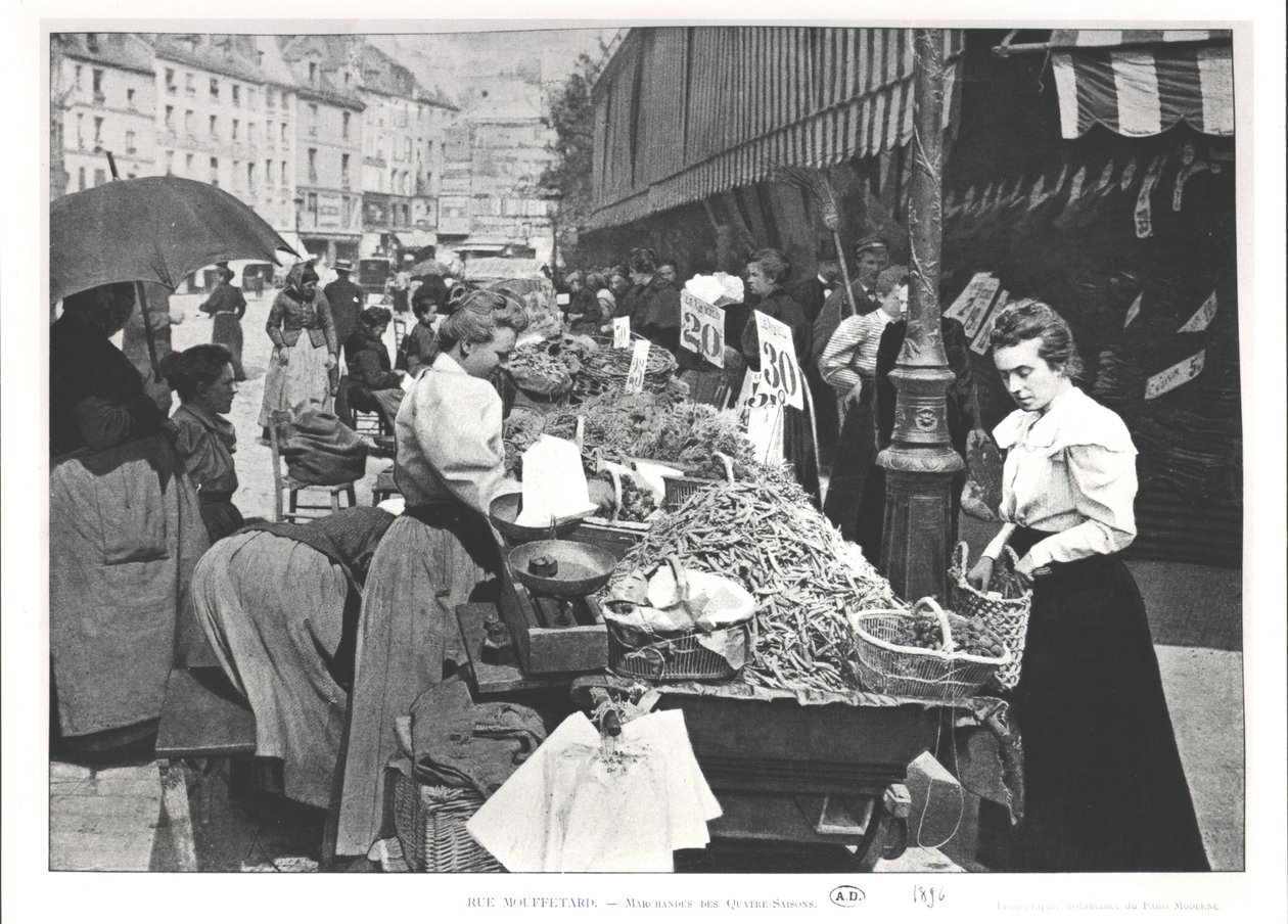 Az utcai kereskedő a rue Mouffetard-ban, Párizs, 1896 alkotó: French Photographer