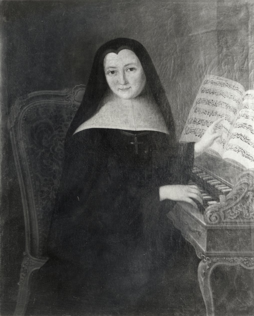 Egy apáca a Montmartre-i apátságból csembalót tanít alkotó: French School