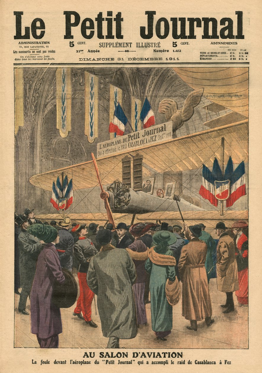 A Repülőgép Szalonban, illusztráció a „Le Petit Journal”-ból, mellékelt illusztráció, 1911. december 31. alkotó: French School