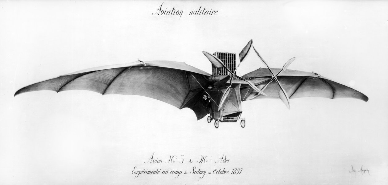 Avion III, „The Denevér”, Clement Ader (1841-1925) tervezte a Satory katonai táborban, 1897. október alkotó: French School