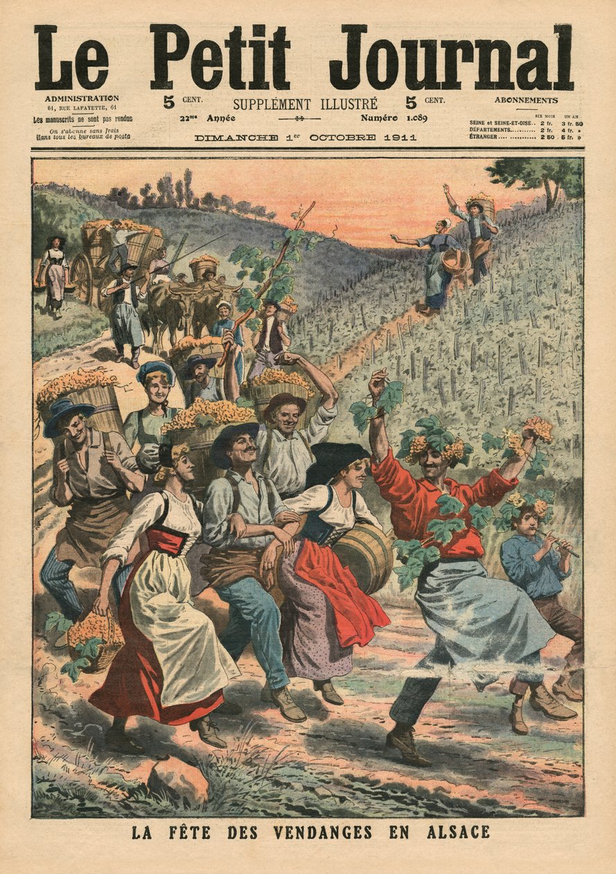 A borszüret ünneplése Elzászban, illusztráció a „Le Petit Journal”-ból, illustre melléklet, 1911. október 1. alkotó: French School