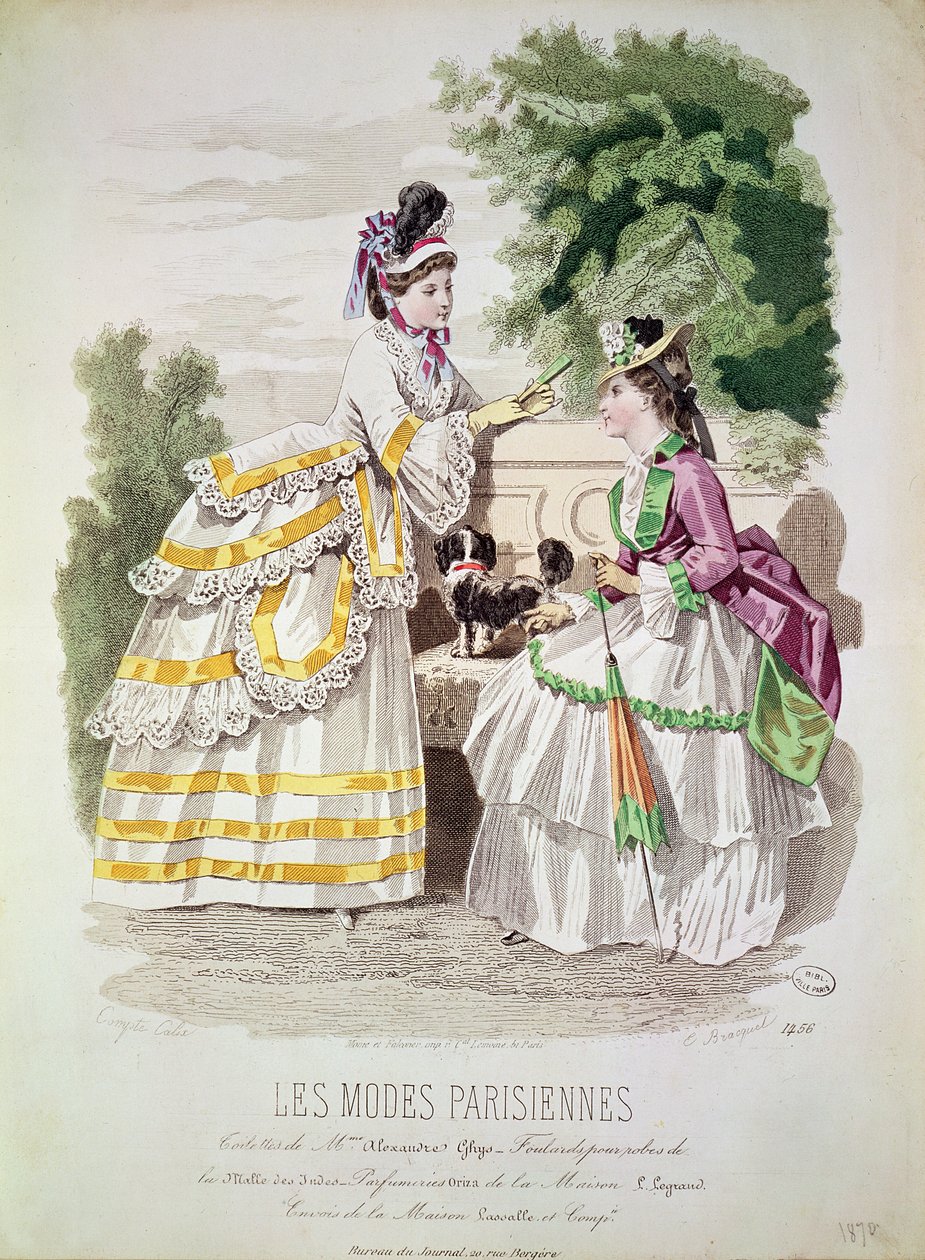 Női divat, a „Les Modes Parisiennes” 1870-ből alkotó: French School