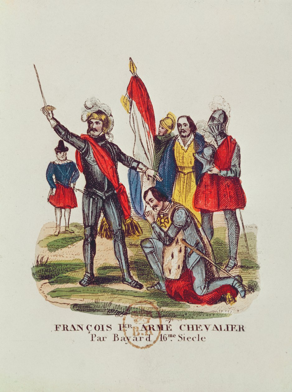 I. Francois (1494-1547) francia király és Pierre du Terrail (1476-1524) Chevalier Bayard, az 1515-ös marignani csata után, 1841 alkotó: French School
