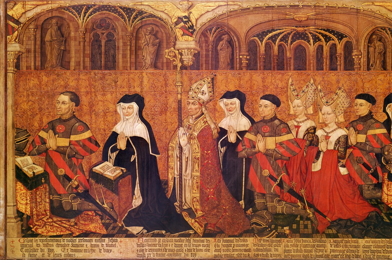Jean I Jouvenel des Ursins (1360-1431) feleségével, Michelle de Vitryvel (megh. 1456) és családjukkal, 1445-49 (375726 részlet) alkotó: French School
