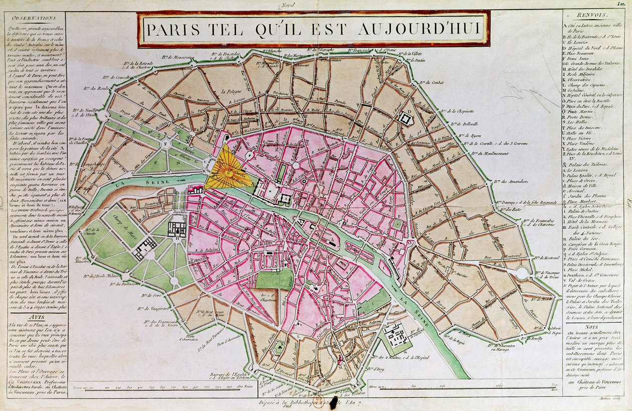 Párizs térképe, 1800. június alkotó: French School