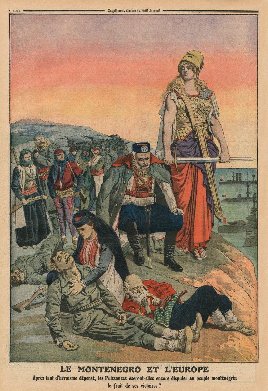 Montenegró és Európa, a hátsó borító illusztrációja a „Le Petit Journal”-ból, illustre-melléklet, 1913. május 4. alkotó: French School