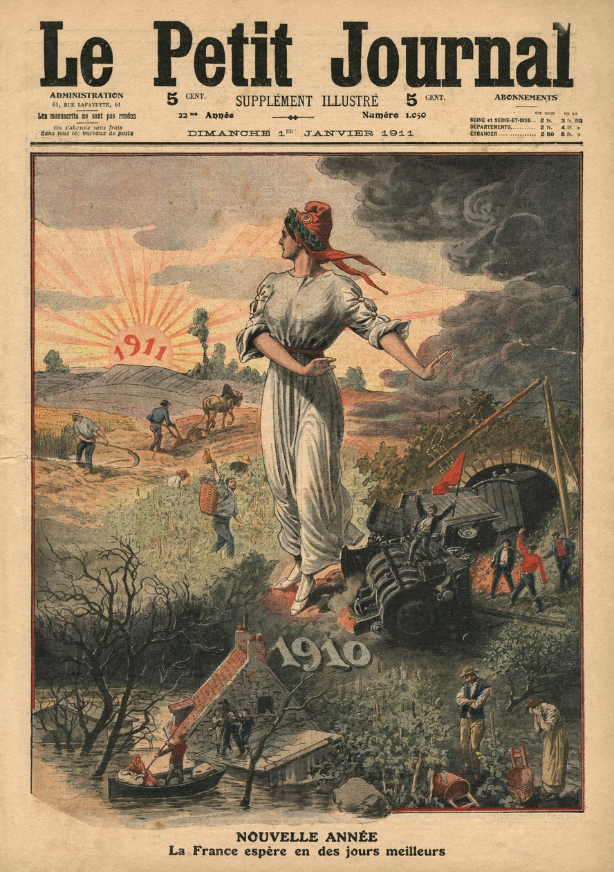 Újév, Franciaország szebb napokat remél, illusztráció a „Le Petit Journal”-ból, 1911. január 1. alkotó: French School